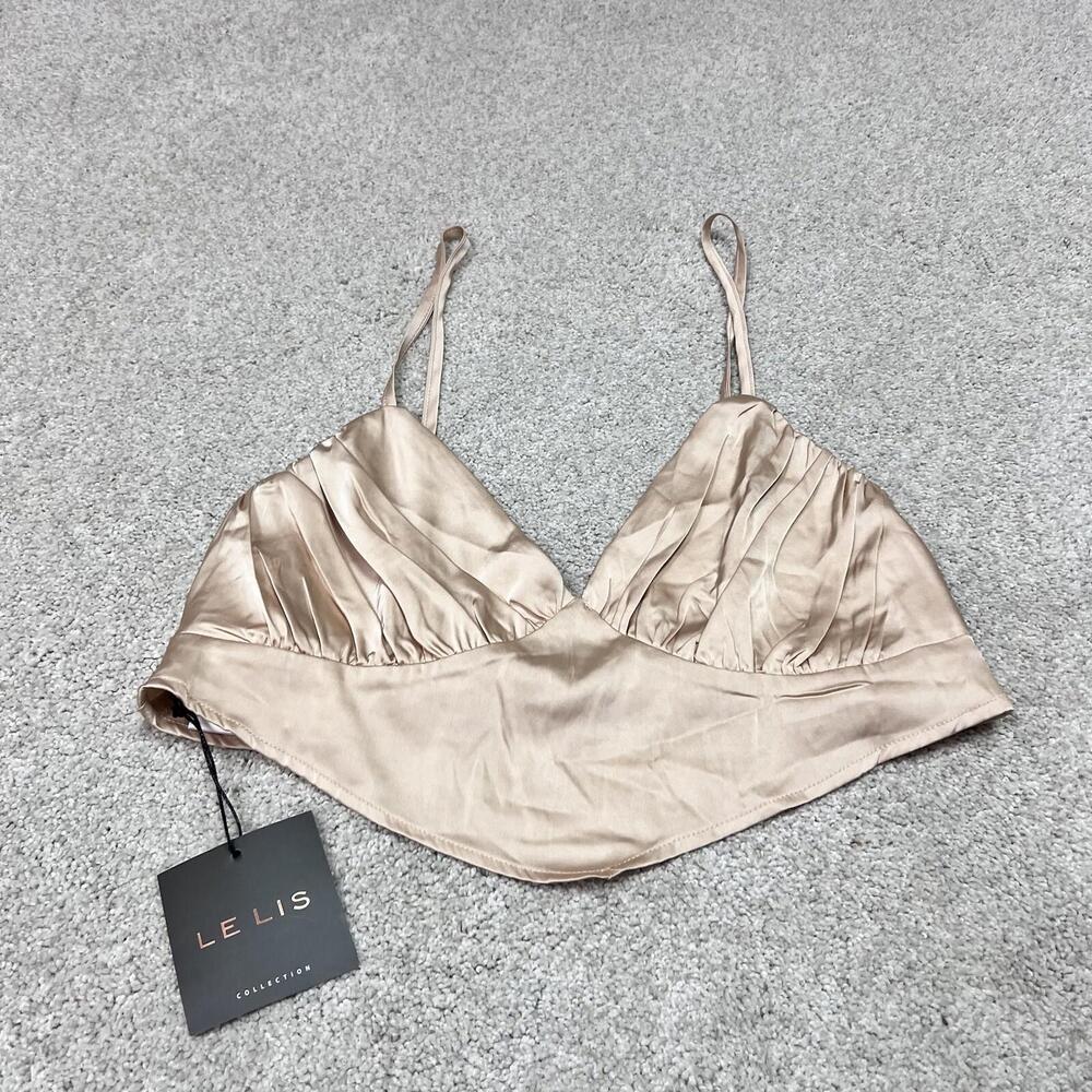 Le Lis Top Women’s Beige Cropped Sleeveless Size Large NWT